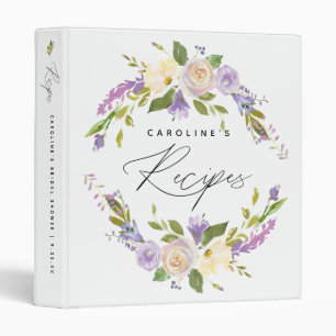 Classeur Élégant Script Floral Fête des mariées Recette Liv