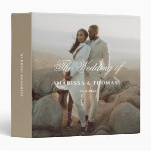Classeur Élégant Script Mariage Photo Album Keepsaké Beige