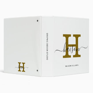 Classeur Élégant script Monogramme - Bureau et école