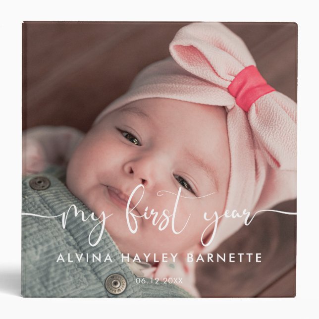 Classeur Élégant script My First Year Baby (Devant)