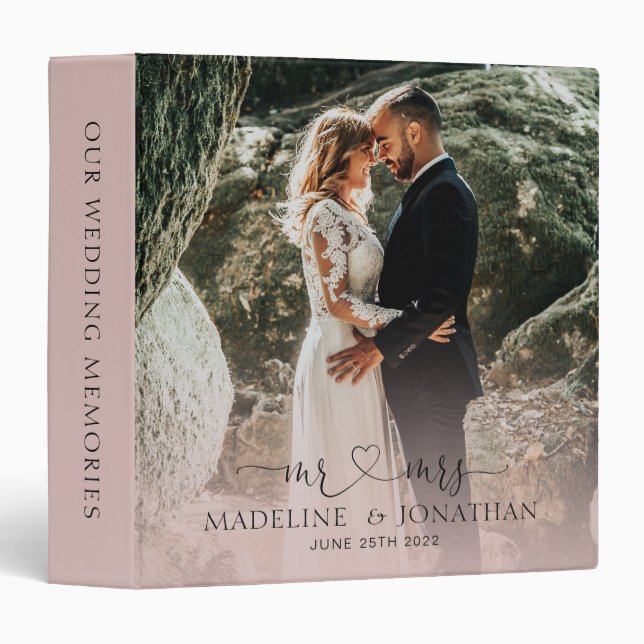 Classeur Elégant Simple Dusty Rose M. Mme Mme Mariage photo (Devant/Côté)