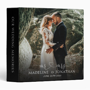 Classeur Elégant Simple Noir M. Mme Heart Mariage photo