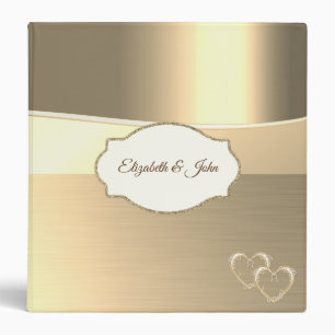 Classeur Élégant Sophistiqué, Chic ,Cœurs en Faux Or