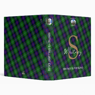 Classeur Élégant Sutherland Scottish Tartan Monogramme Nom