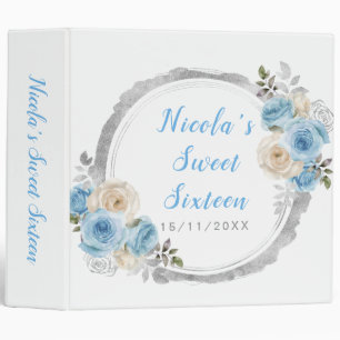 Classeur Elégant Sweet sixteen aux fleurs bleu foncé
