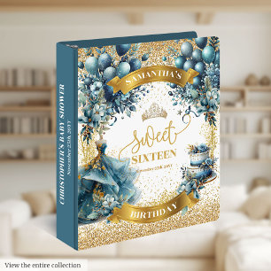 Classeur Élégant Sweet sixteen d'or bleu Aquarelle Album