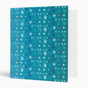 Classeur Elégant turquoise et blanc, étoiles et flocons de 