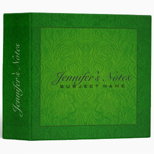 Classeur Elégant Vert Floral Design Suede cuir look