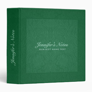 Classeur Elégant Vert Floral Design Suede cuir look
