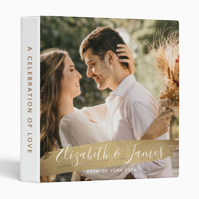 Classeur Élégant Vin Or 2 Photo Mariage Album (Devant/Côté)