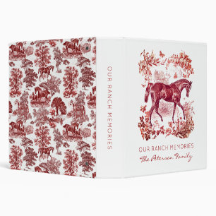 Classeur Élégant Vintage Red Toile Horses Ranch Mémoires