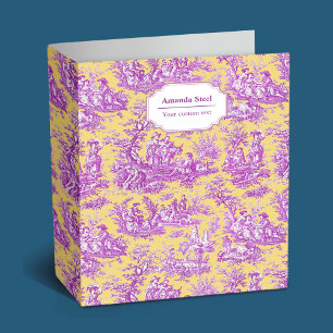 Classeur Elégant vintage violet jaune toile de jouy