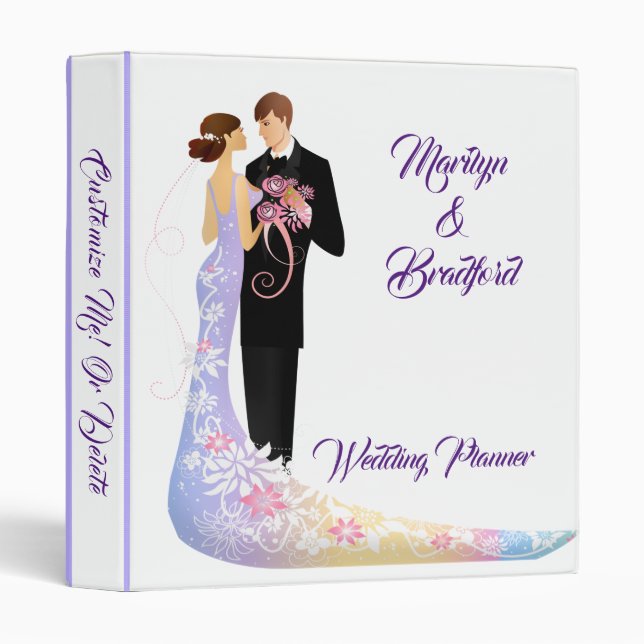 Classeur Élégant Wedding planner de chambre de mariée perso (Devant/Côté)