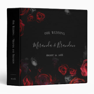 Classeur Élégant Wedding planner floral rouge et noir