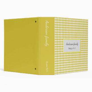 Classeur Elegant Yellow Gingham Recipes Book