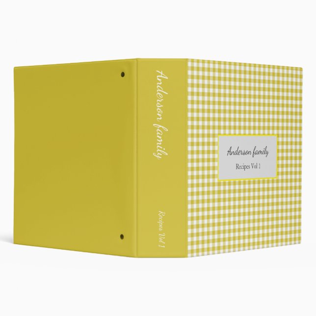 Classeur Elegant Yellow Gingham Recipes Book (Arrière-plan)