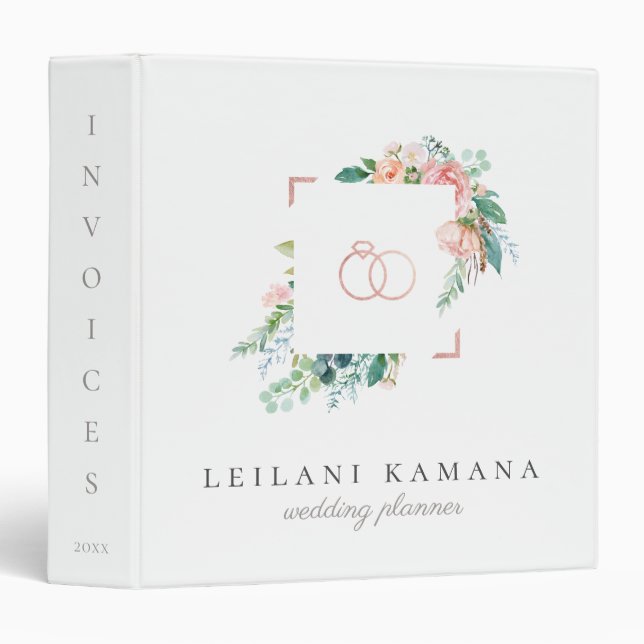 Classeur Elégante aquarelle florale (Devant/Côté)