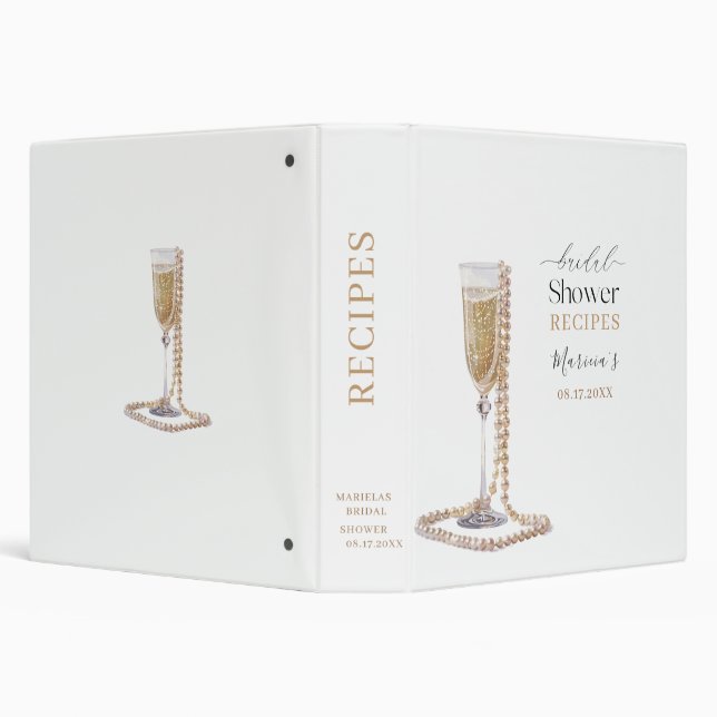 Classeur Elégante aquarelle perles Prosecco Bridal Binder (Arrière-plan)