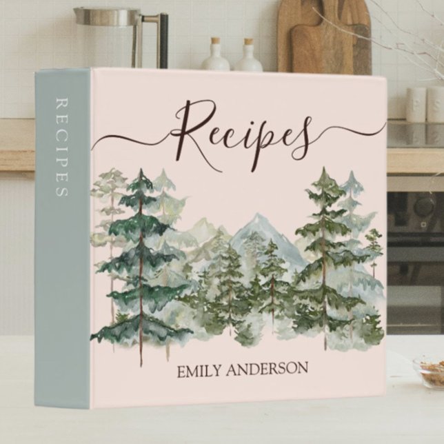 Classeur Elégante aquarelle Pine Forêt et montagne Recette (In situ kitchen)