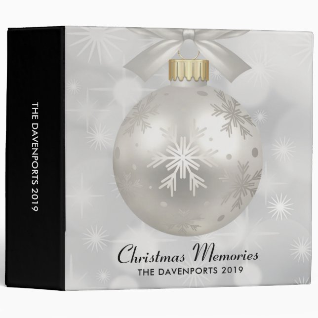 Classeur Élégante boule de Noël en argent sur les lumières  (Devant/Côté)