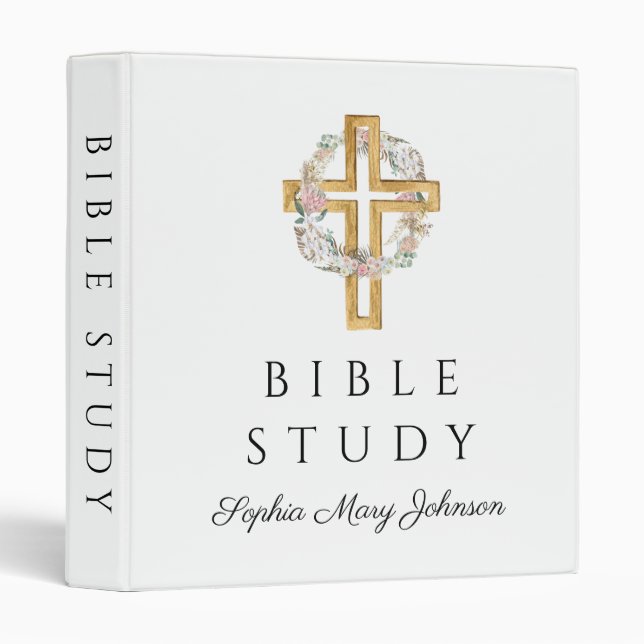 Classeur Élégante couronne florale Étude biblique croisée r (Devant/Côté)