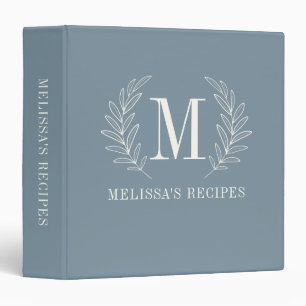 Classeur Elégante Dusty Blue Moderne Monogramme Recette