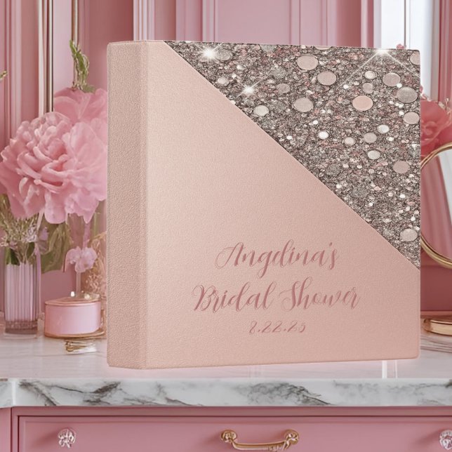 Classeur Élégante Fête des mariées Rose Gold (A rose gold bridal binder styled for her vanity — elegant, personal, and beautifully hers.)