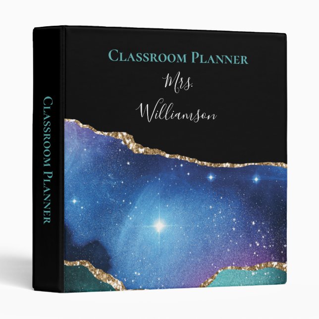 Classeur Elégante fille aquarelle Planificateur de classe E (Devant/Côté)