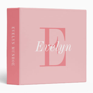 Classeur Élégante fille monogramme rose