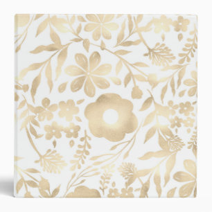Classeur Elégante Fleurs d'or de fille design Vintage