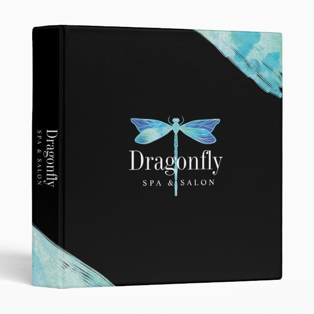 Classeur Elégante libellule d'aquarelle bleu et aqua (Devant/Côté)