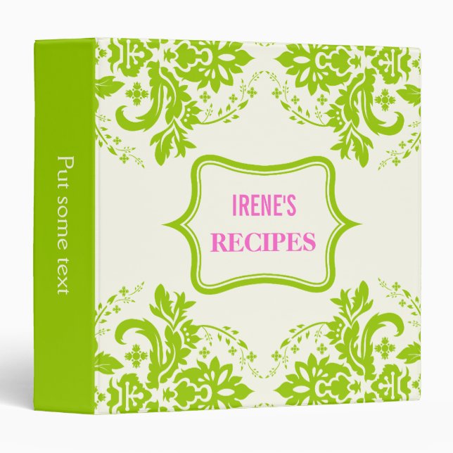 Classeur Élégante recette de citron vert à motif damassé, i (Devant/Côté)