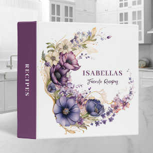 Classeur Elégante Recette Purple Floral Wreath Aquarelle