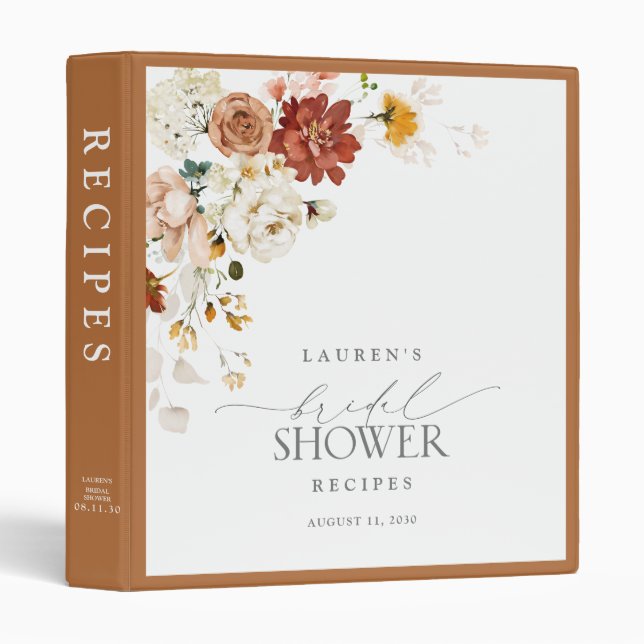 Classeur Elégante rouille Orange Script Fête des mariées Re (Devant/Côté)