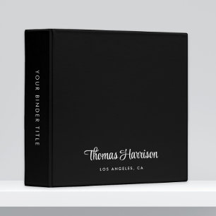Classeur Élégante signature script monogramme noir