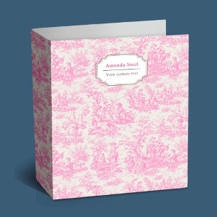 Classeur Elégante toile rose vintage de jouy