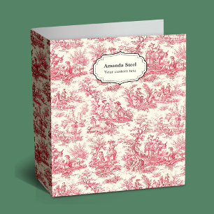 Classeur Elégante toile rouge vintage de jouy