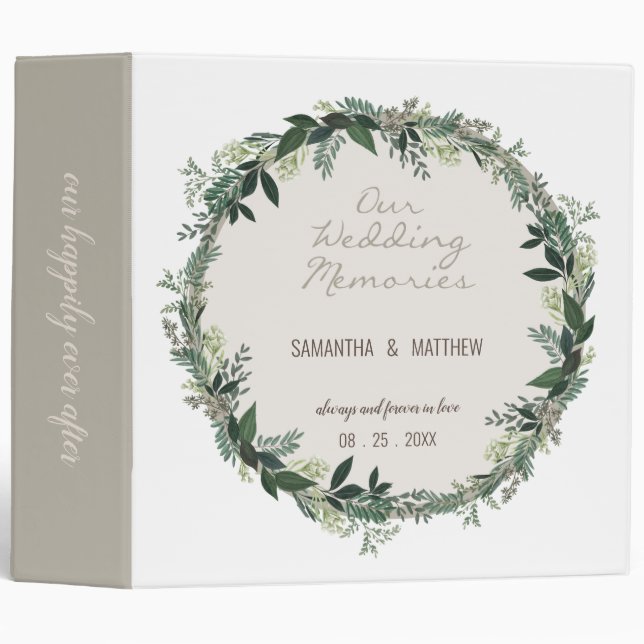 Classeur Élégante verdure Mariage souvenirs Album Monogramm (Devant/Côté)