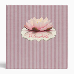 Classeur Élégantes rayures chic, fleur de lotus