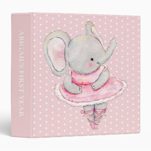 Classeur Éléphant ballerine à pois pour la 1re année de béb