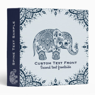 Classeur Elephant bleu marine et cadre de paisley
