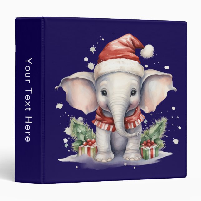 Classeur Éléphant de Noël mignon (Devant/Côté)