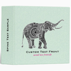 Classeur Eléphant floral Vintage noir et vert menthe