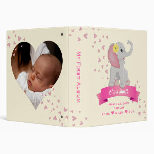 Classeur Eléphant mignon Coeurs roses Bleus Mon premier al