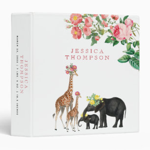 Classeur Eléphant mignon & Giraffe Floral Baby Album photo