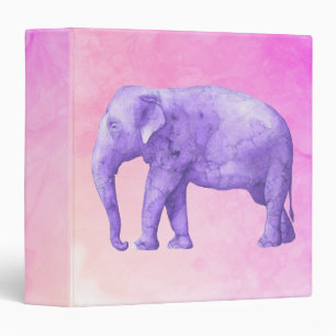 Classeur Eléphant violet sur des aquarelles roses de rêve