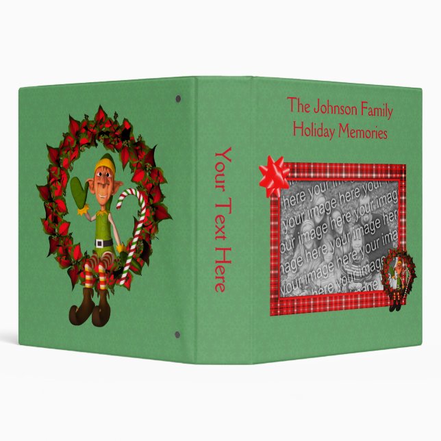 Classeur Elf Poinsettia Wreath Noël personnalisé (Arrière-plan)