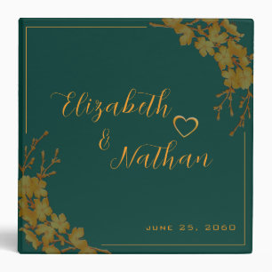 Classeur Emerald Green Gold Floral Mariage Notes ou photos