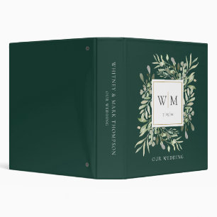 Classeur Emerald Green Monogramme Mariage de verdure Photo