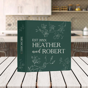 Classeur Emerald Green Personnalisé Floral Boho Mariage